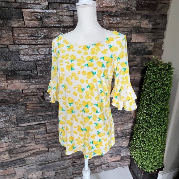 Pappagallo Yellow Green Ruffled Blouse - Picture 5 of 14
